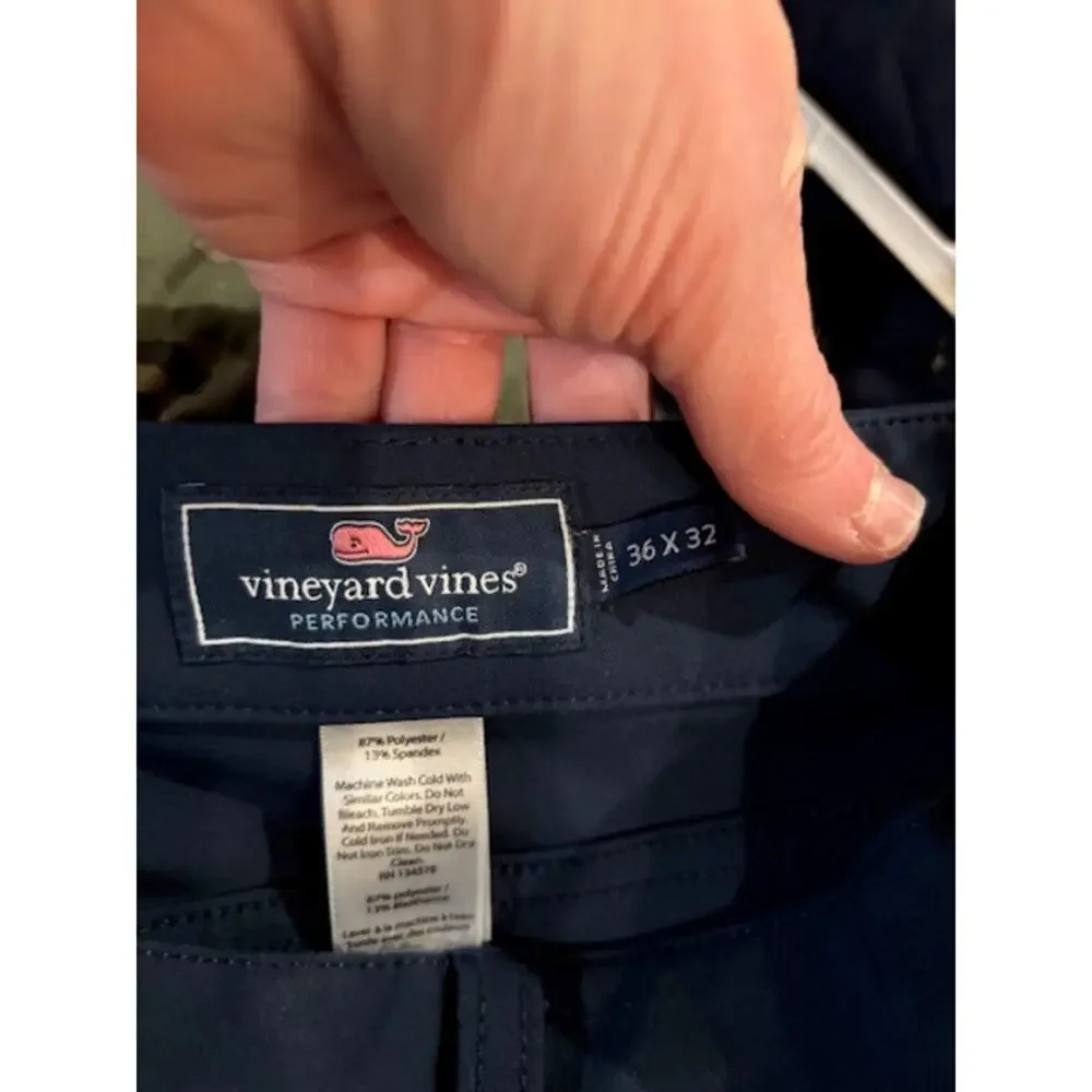Vineyard Vines Mens Performance Pants 36X32 Navy Blue Golf Chino Casual
